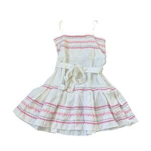 Lisa Marie Fernandez Ric Rac Linen Dress White Pink